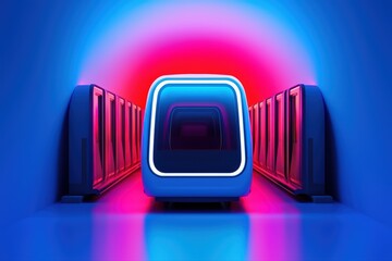 Poster - Innovative Underground Transit Concept with Futuristic Technology and Neon Lighting Effects