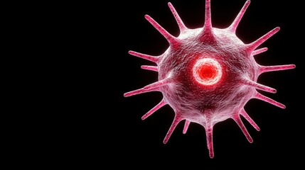 Poster - Highly Detailed Concept of a Virus with Complex Structures Against a Black Background