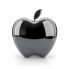 Aufkleber - A polished black apple, 3D rendered against a white background. Fruit Isolated on a white background. Glossy Black Apple