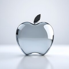 Poster - A digital 3D render of a glass apple, a sleek and modern representation of technology. Fruit Isolated on a white background. Glass Apple