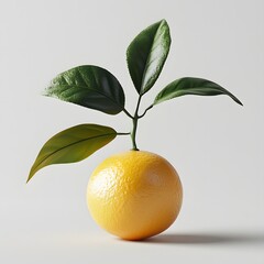 Poster - Close-up of a single ripe orange with attached green leaves. Clean, minimalist photography. Fruit Isolated on a white background. Single Atemoya