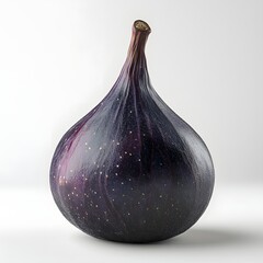 Aufkleber - Close-up of a single, ripe, dark purple fig against a clean white backdrop. The detail shows a smooth yet textured skin. Fruit Isolated on a white background. A Delicious Fig
