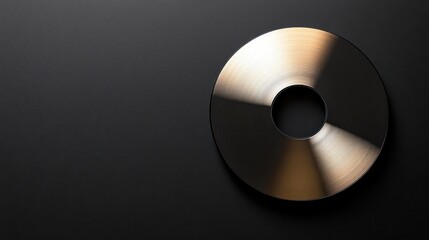 Leinwandbilder - Metallic Disc on Dark Background: A Study in Texture and Light