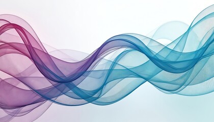 Poster - Abstract background with teal, blue, magenta gradient draped net wavy curves. Modern design, elegant pleated textile pattern, guilloche element for certificate, coupon, ticket. Digital art for web,