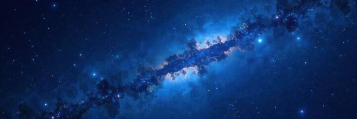 Dark space with Milky Way galaxy background and stars in deep blue color, Space, Cosmic Dust, Stars