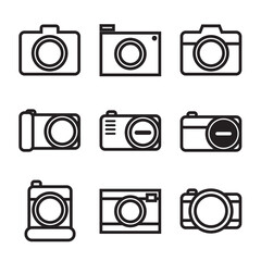Poster - Sets of  camera line icon vector illustration. Device element camera symbol, digital photography tools icon design illustration. 