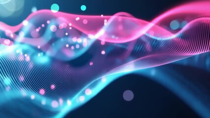 Poster - Vibrant Abstract Digital Waves of Light in Blue and Pink Mesmerizing Background of Energy and Movement in Technology Infused Visual Experience