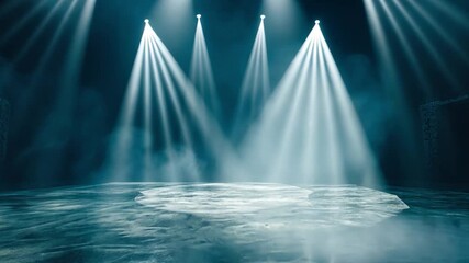 Poster - Dramatic Stage Performance Captivating Ambiance with Bright Spotlights, Fog, and Shadows Creating Excitement and Anticipation in Theater.