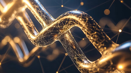 Poster - Innovative technology chain links digital realm abstract image futuristic environment close-up view connectivity concept
