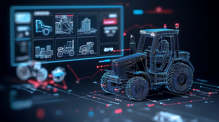 Poster - Innovative agricultural technology virtual farming 3d visualization digital environment futuristic perspective