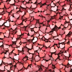 Poster - A dense textured collection of numerous small hearts in varying shades of pink and red fills the entire frame creating a romantic atmosphere full of love