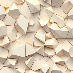 Aufkleber - Abstract Seamless Pattern of Cream-Colored Irregular Three-Dimensional Polygonal Fragments Forming a Fractured Rocky Texture in Various Dimensions