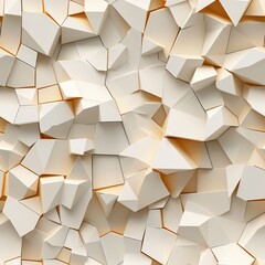 Aufkleber - Abstract background showcasing a fragmented, textured surface with off-white and light-golden, irregularly shaped polygonal pieces in 3D design.