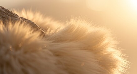 Poster - A close up of a fluffy white fur with a sun shining on it