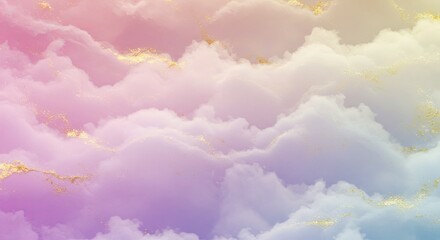 Poster - A colorful sky with clouds and gold glitter
