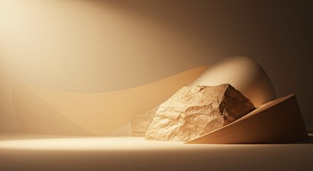Aufkleber - A rock is on a table with a wooden chair
