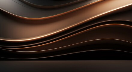 Poster - A dark brown and gold wave patterned wall