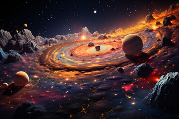 unveiling spectacle of a celestial body being struck by a celestial crater, this portrayal delves in