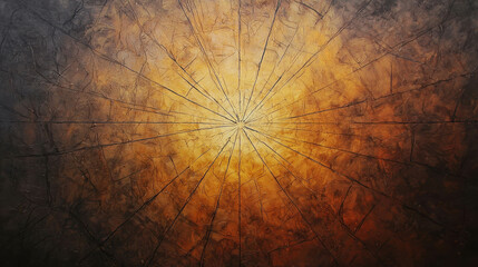 Poster - Abstract artwork with concentric lines and warm gradient tones creating a radiant sun-like effect