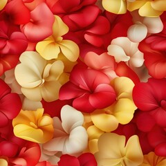 Aufkleber - A seamless pattern of vibrant overlapping flower petals in shades of red, orange, yellow, and white creating a colorful floral backdrop design