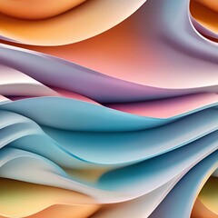 Aufkleber - Abstract Pastel Flowing Shapes in Soft Layers with Wave-Like Pattern Creating a Dreamy and Serene Visual Experience of Color Transitions and Blending