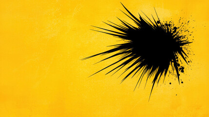 Poster - Black Ink Splash on Yellow Background Creating Dynamic Visual Impact for Creative Projects