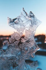 Poster - Ephemeral Crystalline Elegance Macro Frost Artistry Revealing Natures Geometric Precision for Climate Design and Mindful Sustainability Narratives