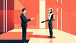 © Kitta Studio - AI and Human Engaging in Futuristic Debate on Technology and Ethics