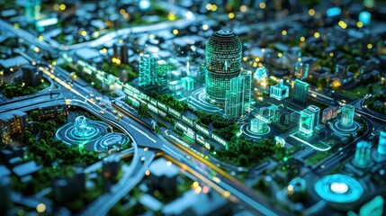 Poster - Futuristic City Powered Entirely by Data Visualization and Technology