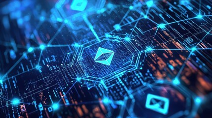 Poster - Futuristic Digital Marketplace Interface with Network Connections