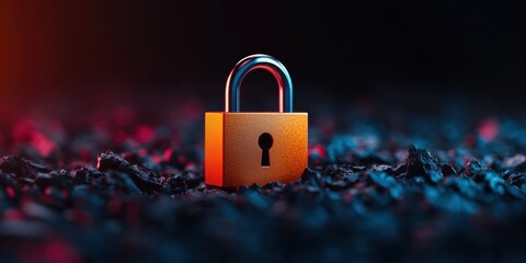 Aufkleber - Cyber Resilience Reimagined Gradient-Illuminated Digital Padlock Symbolizing Advanced Network Security and Threat Protection in Immersive Tech Landscape