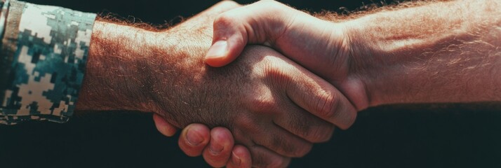 Poster - Air Force Reserve Birthday Tribute Tactical Minimalist Handshake Celebrating Military Solidarity, Veteran Empowerment and Authentic Service Connections in 2024