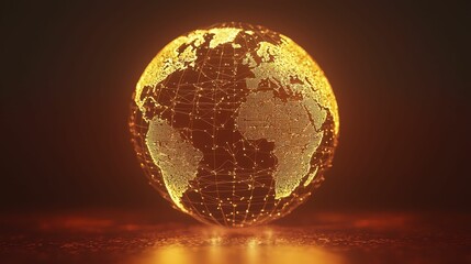 Poster - Glowing Wireframe Globe Visualizing Global Data Connections