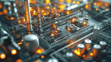 Poster - High Tech Fuel Refinery Facility with Advanced Production Systems