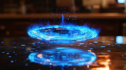 Poster - Holographic Data Visualization Floating in Mid-Air with Blue Light