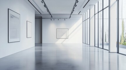 Poster - Spacious and Minimalist Art Gallery with Empty Floor and Soft Light