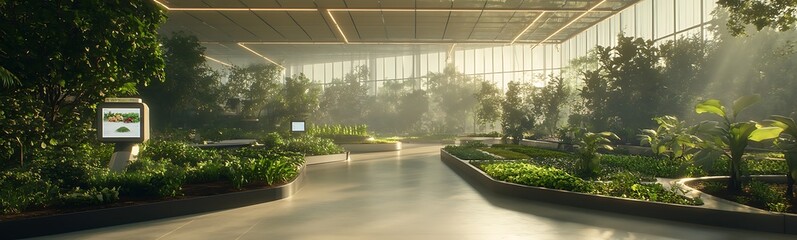 Poster - Bright indoor garden filled with lush plants and natural light illuminating the space.