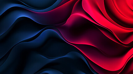 Poster - dark blue red black abstract grainy background, glowing vibrant color gradient wave shape, noise tex