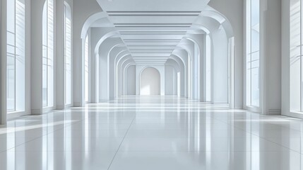 Poster - Bright and Spacious Studio Interior with Elegant Arches and Light