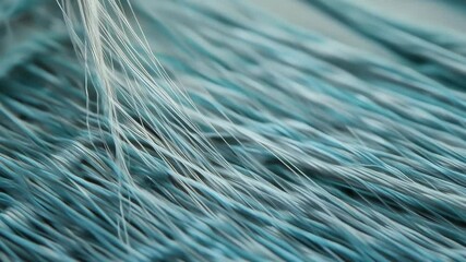Poster - Abstract Cable Fibers Macro Shot - Blue & White Strands Texture - 4K 60.