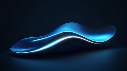 Poster - glowing blue abstract shape, dark grainy black blue background, noise texture futuristic dynamic pos