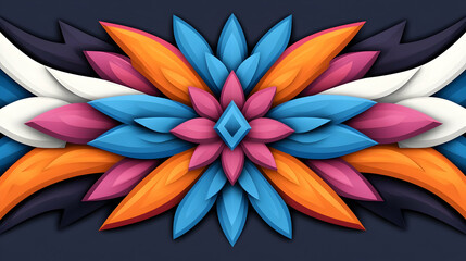 Fototapete - Colorful Symmetrical Peacock Tribal Pattern