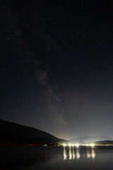 Wall Mural - night stars above Shuswap lake beautiful landscape view