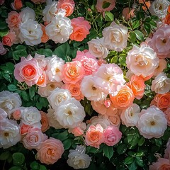 Poster - Stunning Arrangement of Pink and White Roses Creating a Vibrant Floral Display for Any Occasion : Generative AI