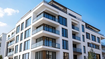 Poster - Stylish Urban Apartment Complex Showcasing Innovative Style with Plenty of Natural Light : Generative AI