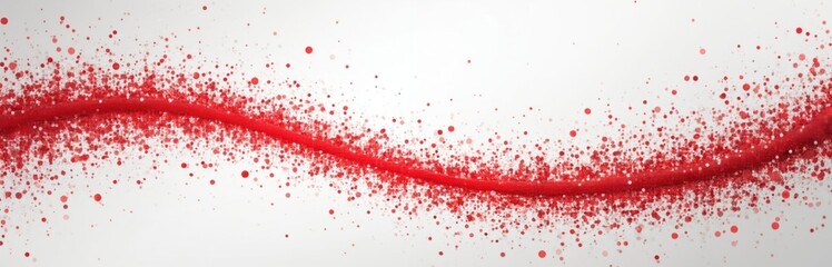 Poster - Abstract digital art with red dots and lines on white background. Geometric design with futuristic wave. Tech illustration for business presentations, website headers, covers.