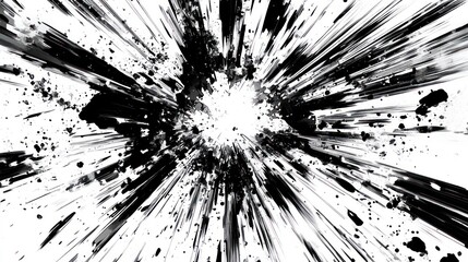 Wall Mural - dynamic black and white radial lines bursting from a central point, perfect for comic book action sc