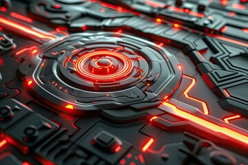 Fototapete - Abstract 3D Render of Technological Surface, Modern Background Designhigh Detail, 8K