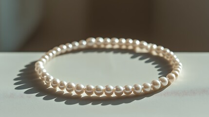 Poster - Stunning Close Up View of a Classy Pearl Necklace Capturing High-Quality Jewelry Details : Generative AI