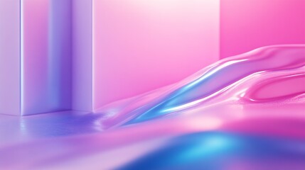 Poster - Dreamy abstract scene featuring soft waves in pastel hues of pink and blue creating an ethereal atmosphere : Generative AI